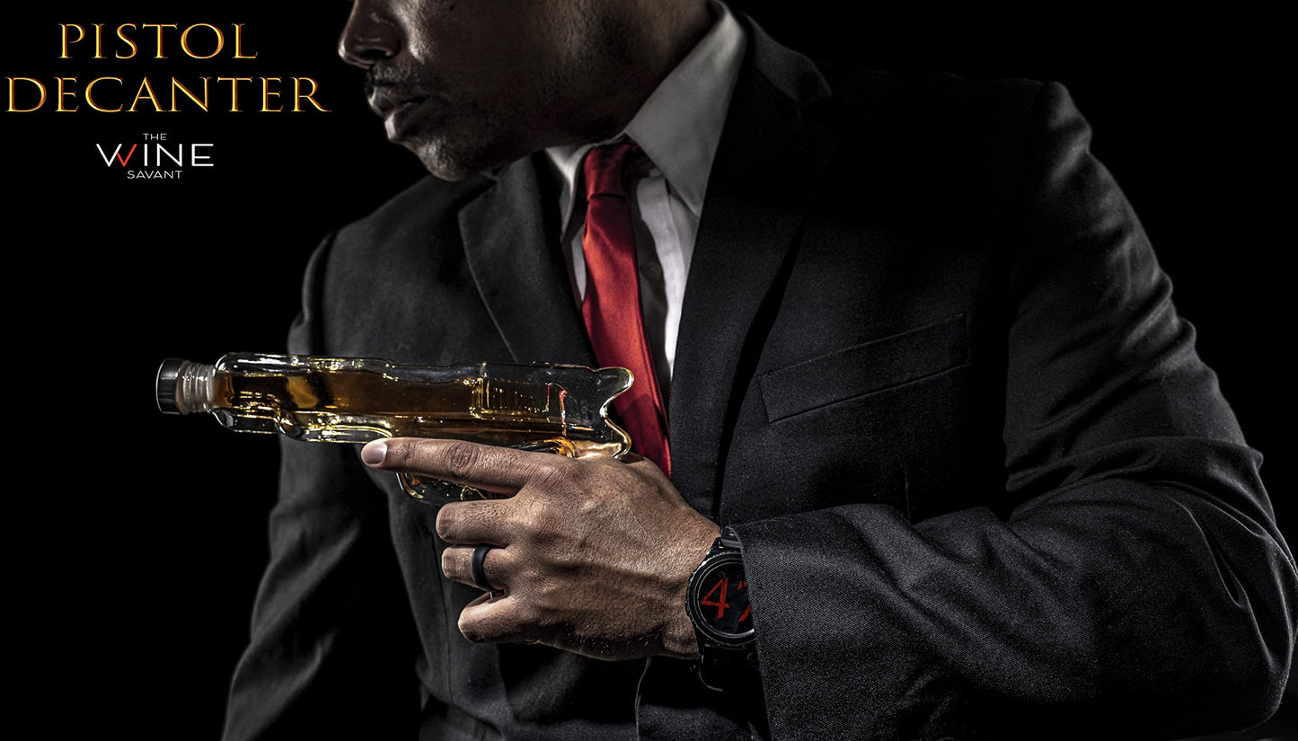 Gifts for Men Dad, 9 Oz Whiskey Gun Decanter Set, Unique Dad Birthday Gift Ideas from Daughter Son, Retirement Bar Stuff Gift for Father Him Brother, Pistol Dispenser for Liquor Vodka - Shot Glasses