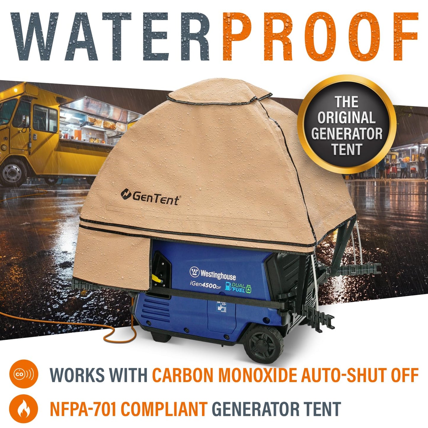 GenTent Inverter Running Cover – Generator Tent for Fully Encased Inverters (Tan, Original - Standard)