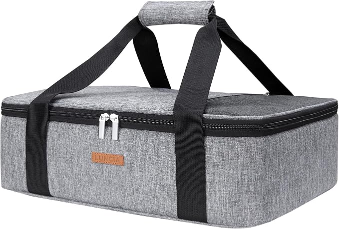 LUNCIA Insulated Casserole Carrier for Hot or Cold Food, Lasagna Lugger Tote for Potluck Parties/Picnic/Cookouts, Fits 9"x...