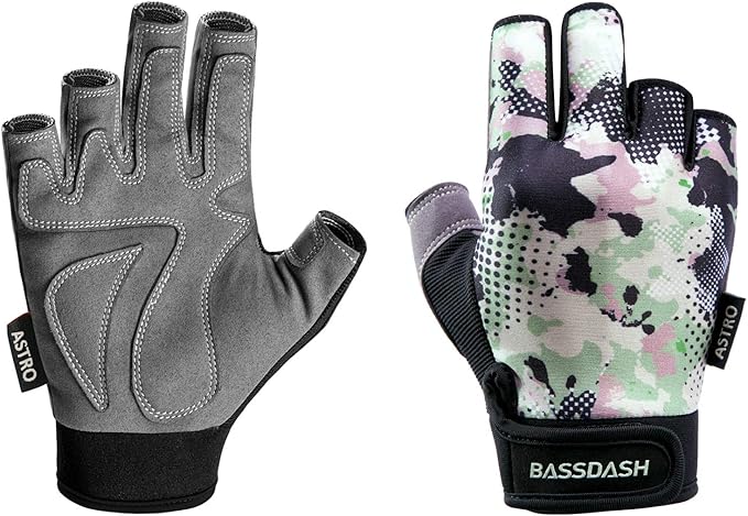 BASSDASH Astro Fishing Gloves Men’s Women’s Fingerless Gloves for Game Fishing Kayaking Paddling Sailing MTB