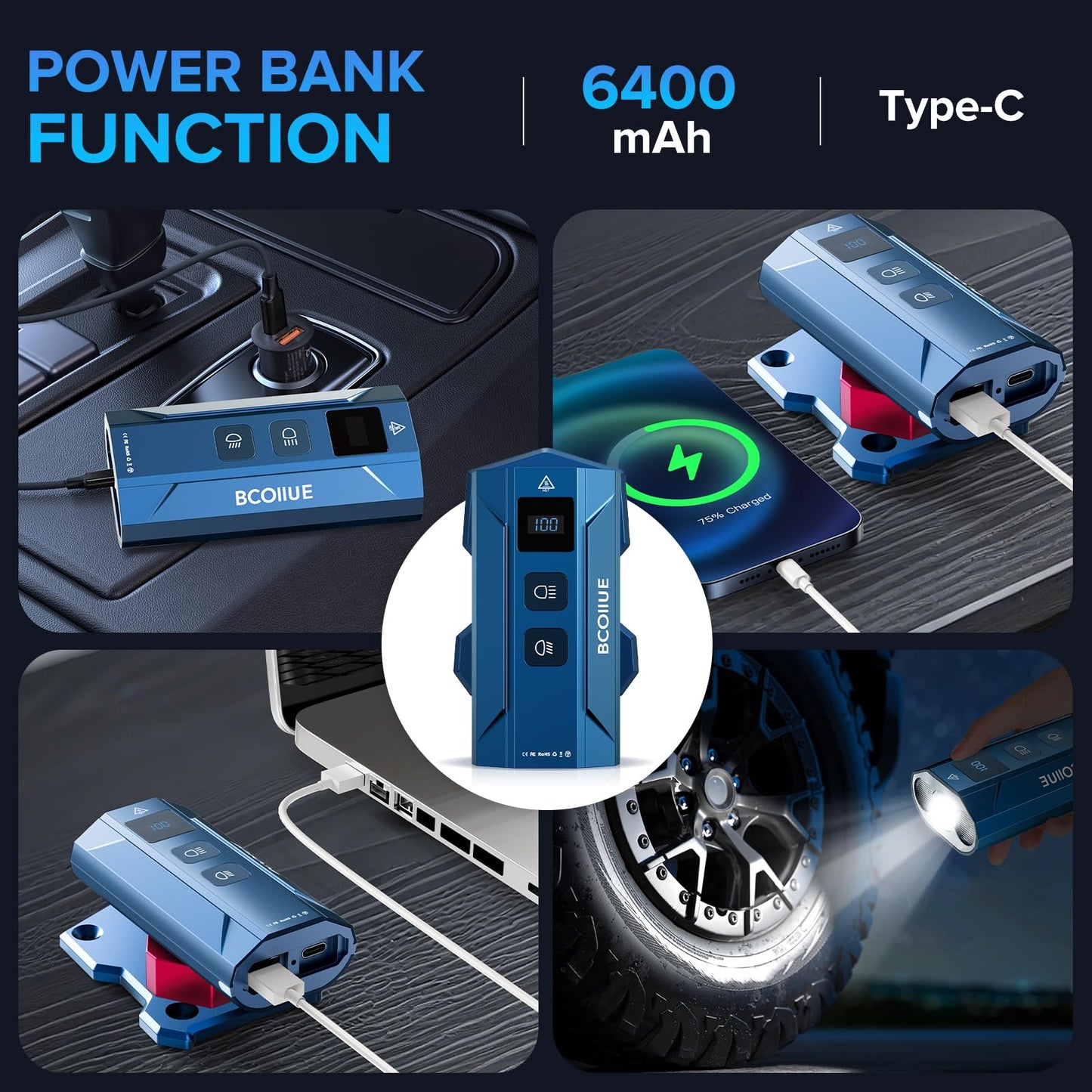 BCOIIUE Electric Skateboard Light, high Brightness 5000 Lumen high and Low Beam with Digital Display, All Aluminum Heavy Duty with mounting Base