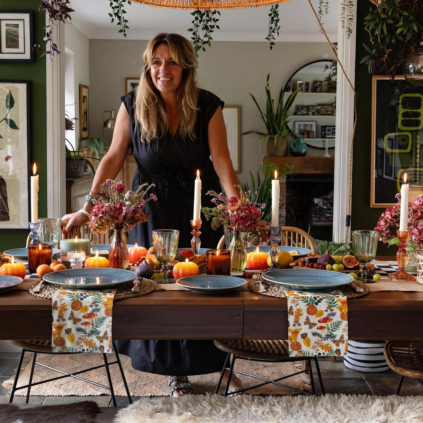 Talking Tables 100 x Disposable Fall Paper Napkins - Made in USA -2ply Recyclable Disposable Bulk Serviettes Decoupage Autumnal Patterned Napkin Thanksgiving Harvest Woodland Mushrooms Christmas