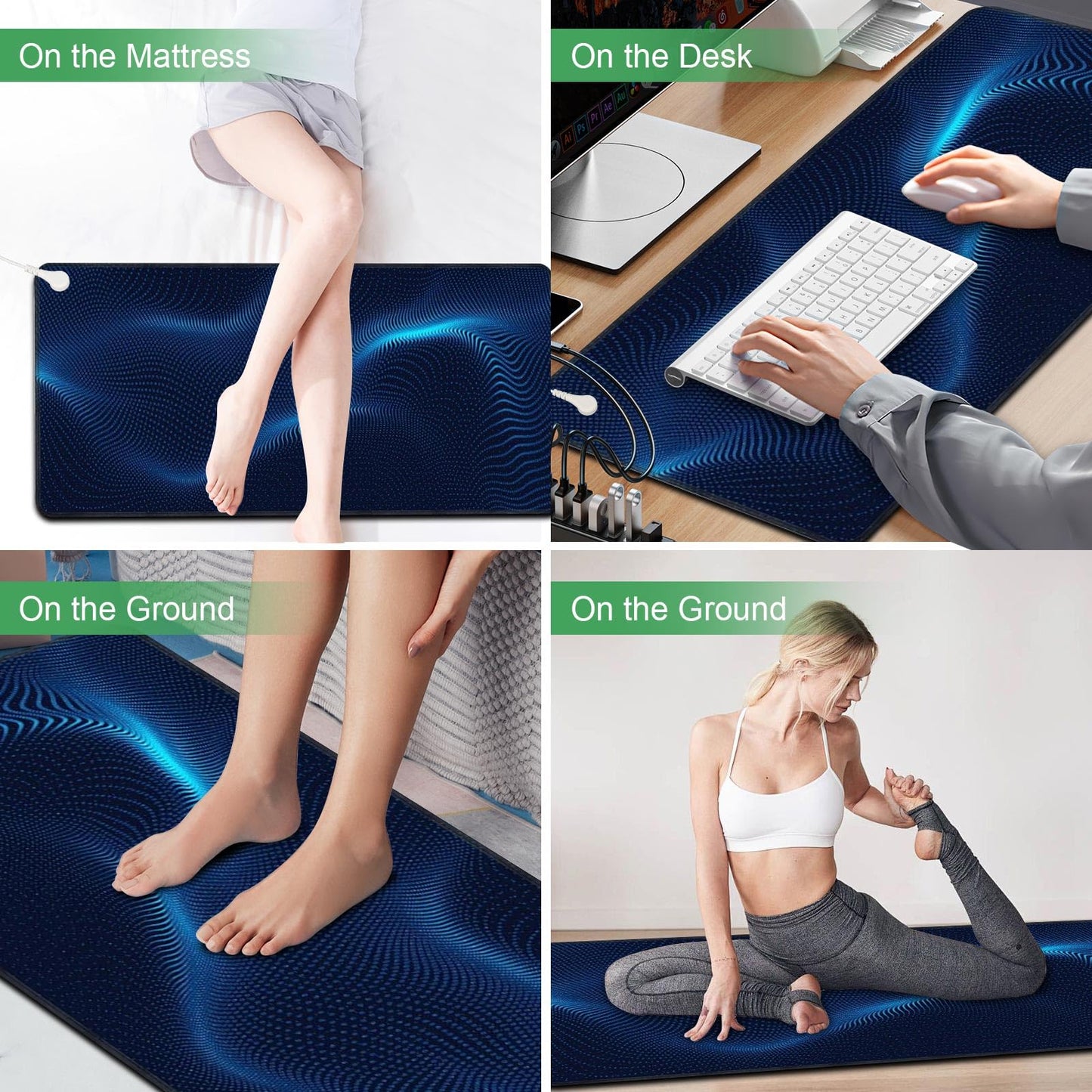 Knocoka Grounding Mat for Bed, Grounding Pad for Sleep, Grounding Mattress Pad with Cord for Stress Relief(Queen, 60"x27")
