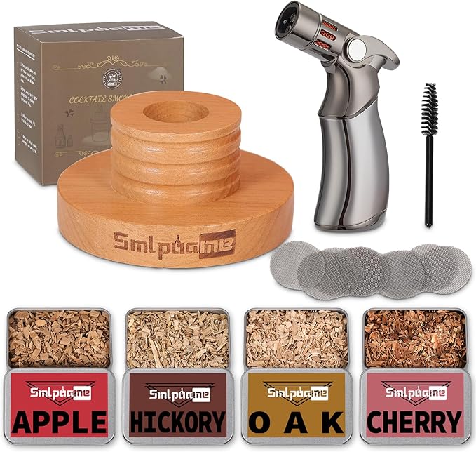 Whiskey Smoker Kit with Torch, Old Fashioned Cocktail Bourbon Drink Smoker with 4 Flavors Wood Chips, Birthday Christmas D...