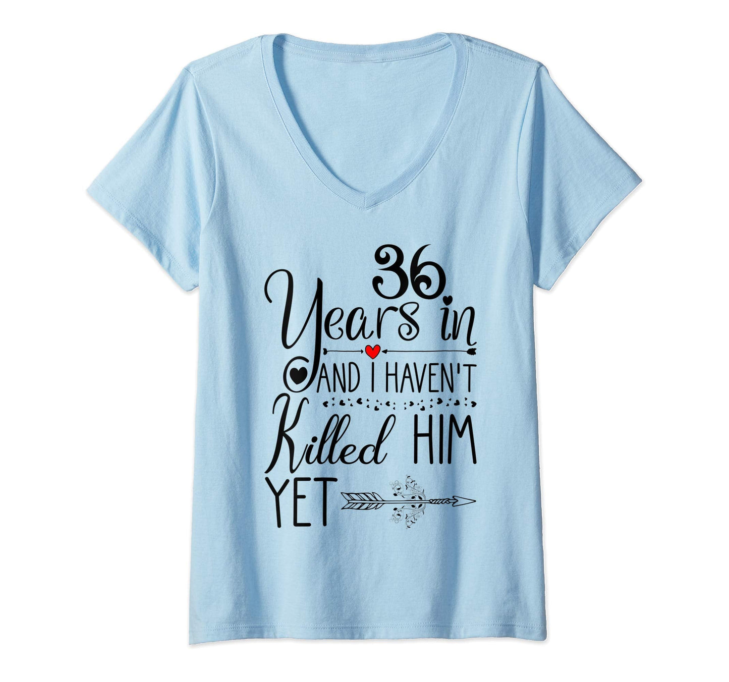 Womens 36th Wedding Anniversary Gift for Her 36 Years of Marriage V-Neck T-Shirt