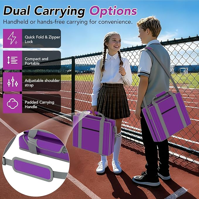 janiry Stadium Seats with Back Support 2PACKS Adjustable Bleacher Chairs with Back and Cushion Bleacher Seat with Cup Holder, Carry Handle & Shoulder Strap for Outdoor Sports Events, Picnics, Beaches