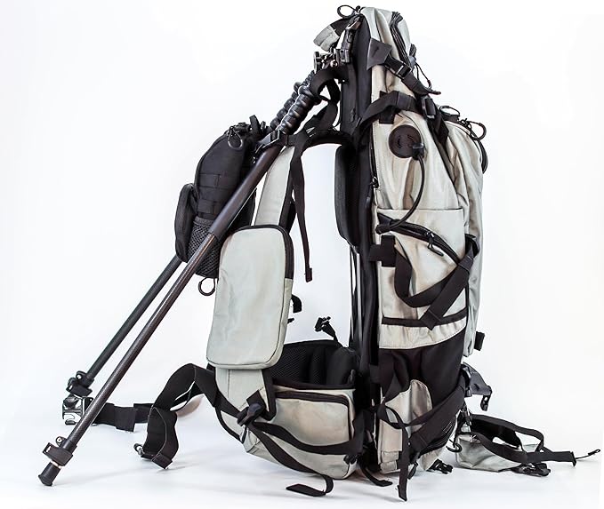 hunting backpack with tripod, Bipod, Binocular case, Trekking poles and meat shelf. Designed by Hunters for Hunters in the...