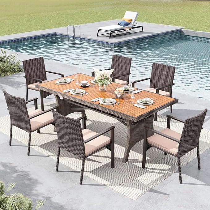 MFSTUDIO Wicker Patio Chairs Set of 4, Outdoor Furniture Dining Chairs, Extra-Wide Patio Chair Set with Zipper Cushions, Rattan Outdoor Chair Sets of 4, Deck, Porch