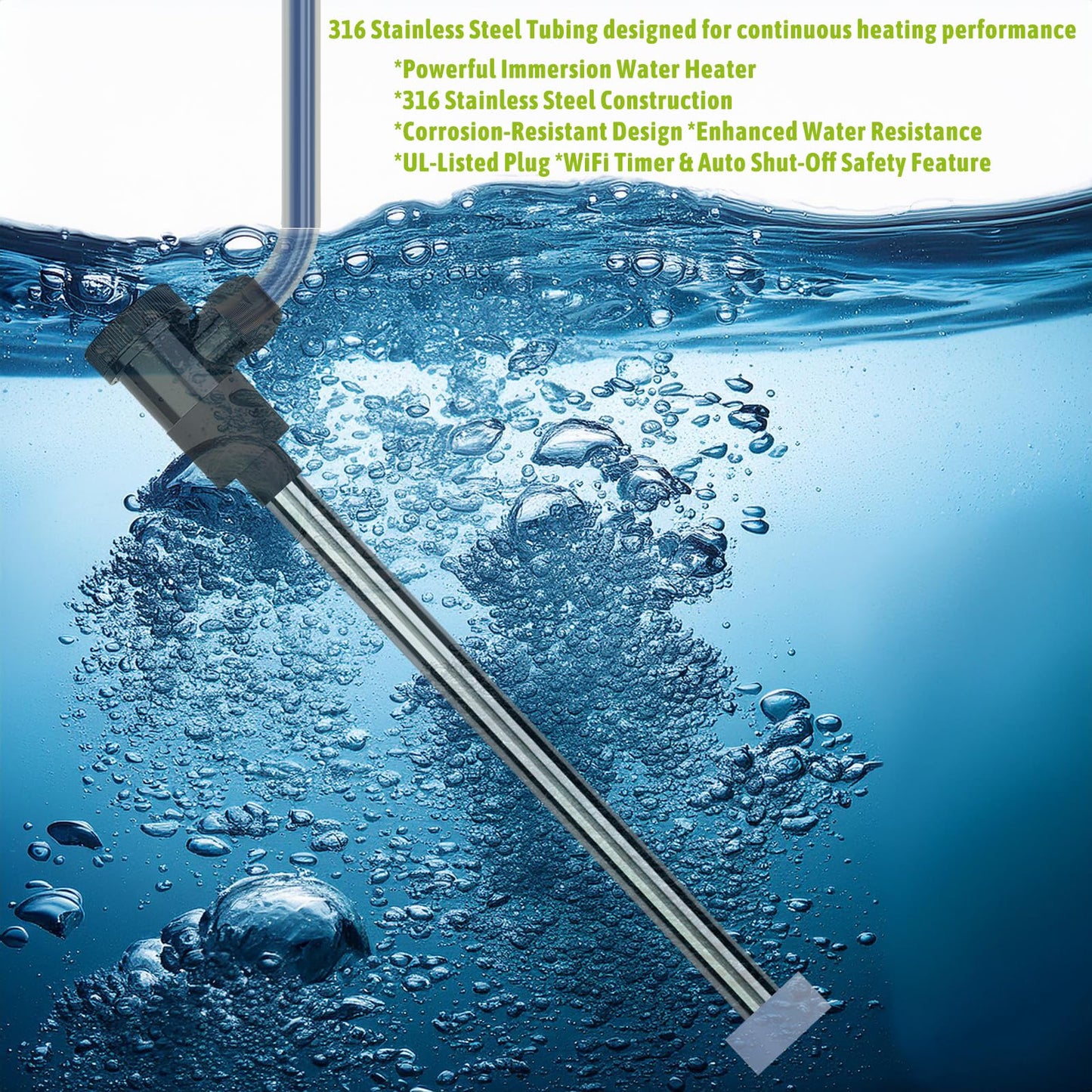 LINGLONGTEMP 2000W Submersible Immersion Water Heater for Hot Tub & Pool – Portable Electric Heater with WiFi Timer & 194°F Temp Control for Bathtub, Baptistry, Above Ground Pool & Inflatable Pool