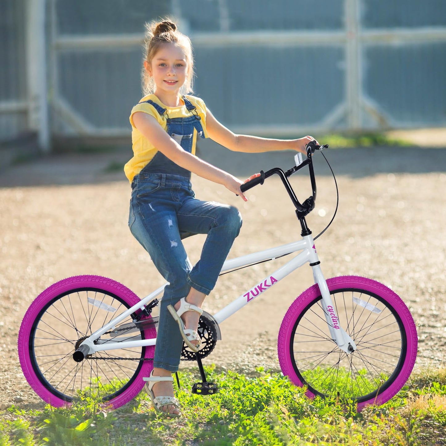 BMX Style 20 Inch Kids Bike for Boys/Girls Bicycle Ages 7-10 Years Old,1 Speed,Kids Cycle Bikes from Beginner-Level BMX to Advanced Riders with 2 Pegs,Rear Caliper Brakes，Durable Steel Frame，White