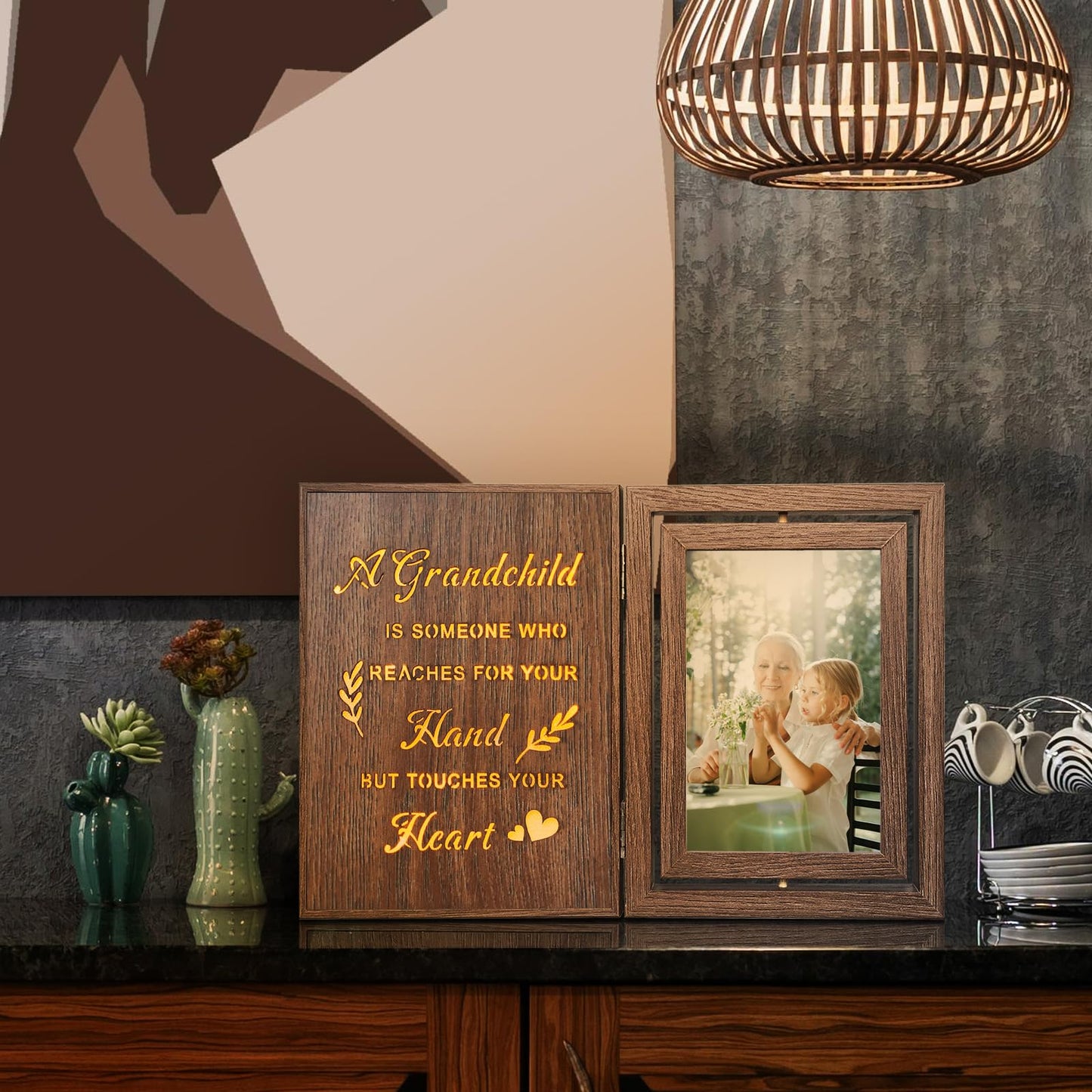 EYITUPC Light Up Grandparents Picture Frame - Grandma Grandpa Picture Frame for New Grandma Gifts, Grandparents Gifts, Mother's Day, Father's Day, Birthday