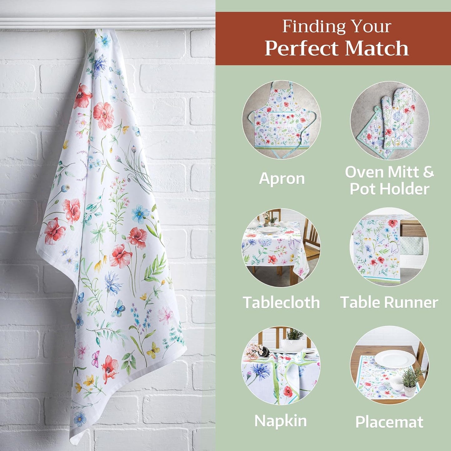 Maison d' Hermine Kitchen Towels Set of 3 100% Cotton 27.50" x 20" Reusable Cloth Tea Dish Towels Absorbent with Hanging Loop for Kitchen, Home, Dining, Cocktail Parties Spring/Summer (Just Floral)