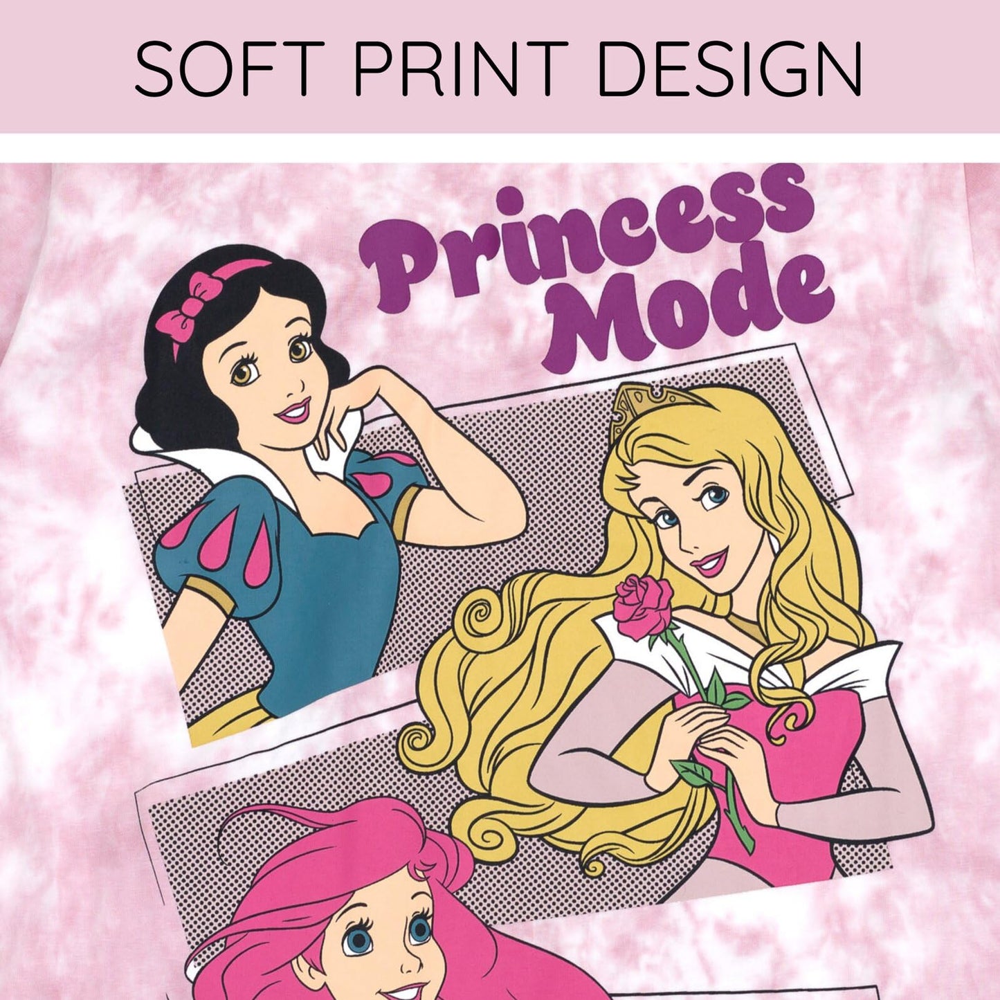 Disney Princess Snow White Aurora Ariel Womens Matching Family T-Shirt Tie Dye Lavender Princess Mode X-Small