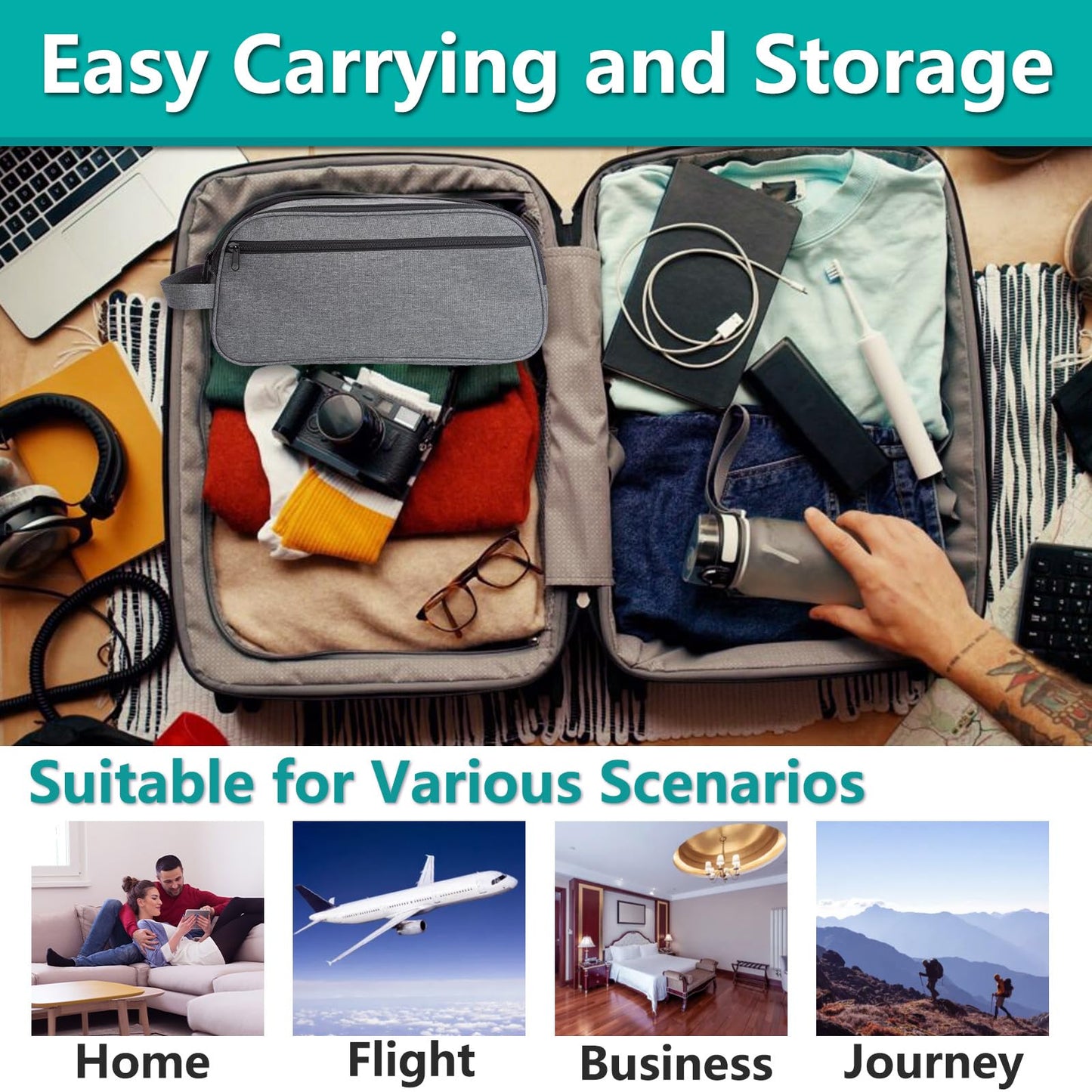 NIFUYOP CPAP Travel Bag for ResMed AirMini Machine, Portable Storage Organizer Case Fits for CPAP Machine and Accessorie, Grey