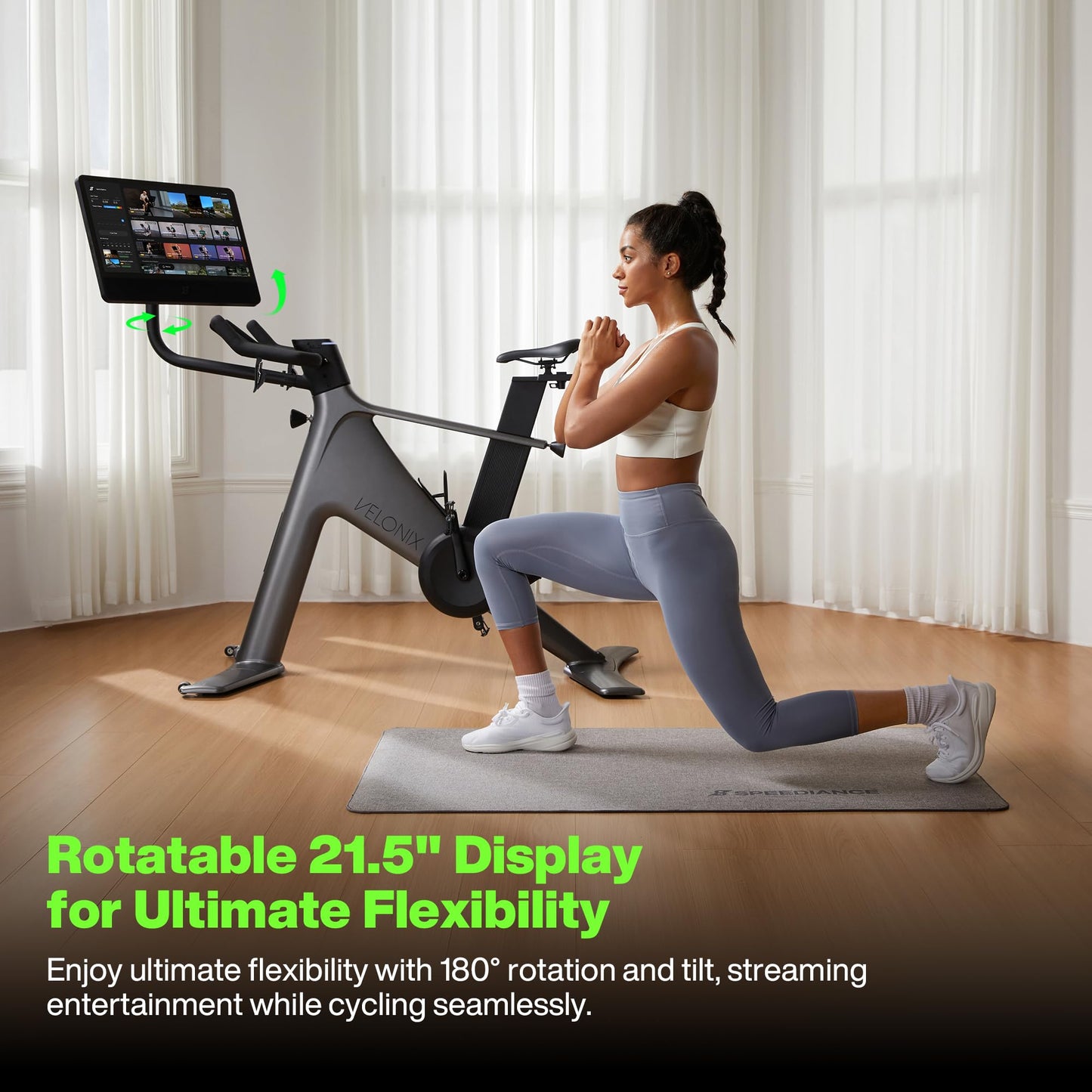 Speediance VeloNix Exercise Bike, Smart AI Fitness Bike with Personalized Fitness Courses & Online Cycling Coaching, 21.5" Screen, Solid Design, Low-Noise Cycling Bike, Stationary Bikes for Indoor Gym