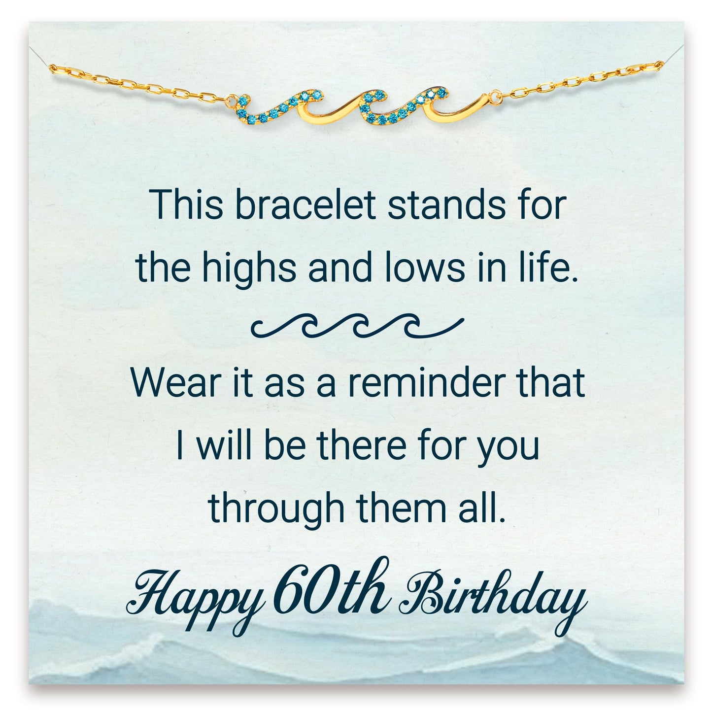 STORYJEWELLERY 60th Birthday Gifts For Women, Wave Bracelet, Happy Birthday Gifts for 60 Year Old Women, Cool Presents for Mom Sister Daughter and Friend