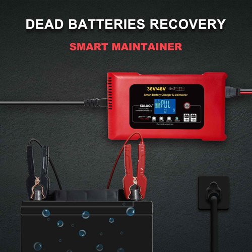 SDLOOL Golf Cart Battery Charger - 36V 18A and 48V 13A, Smart Trickle Charger for LiFePO4, Lead-Acid AGM/Gel/SLA Batteries - EZGO TXT, Car, Truck, Boat
