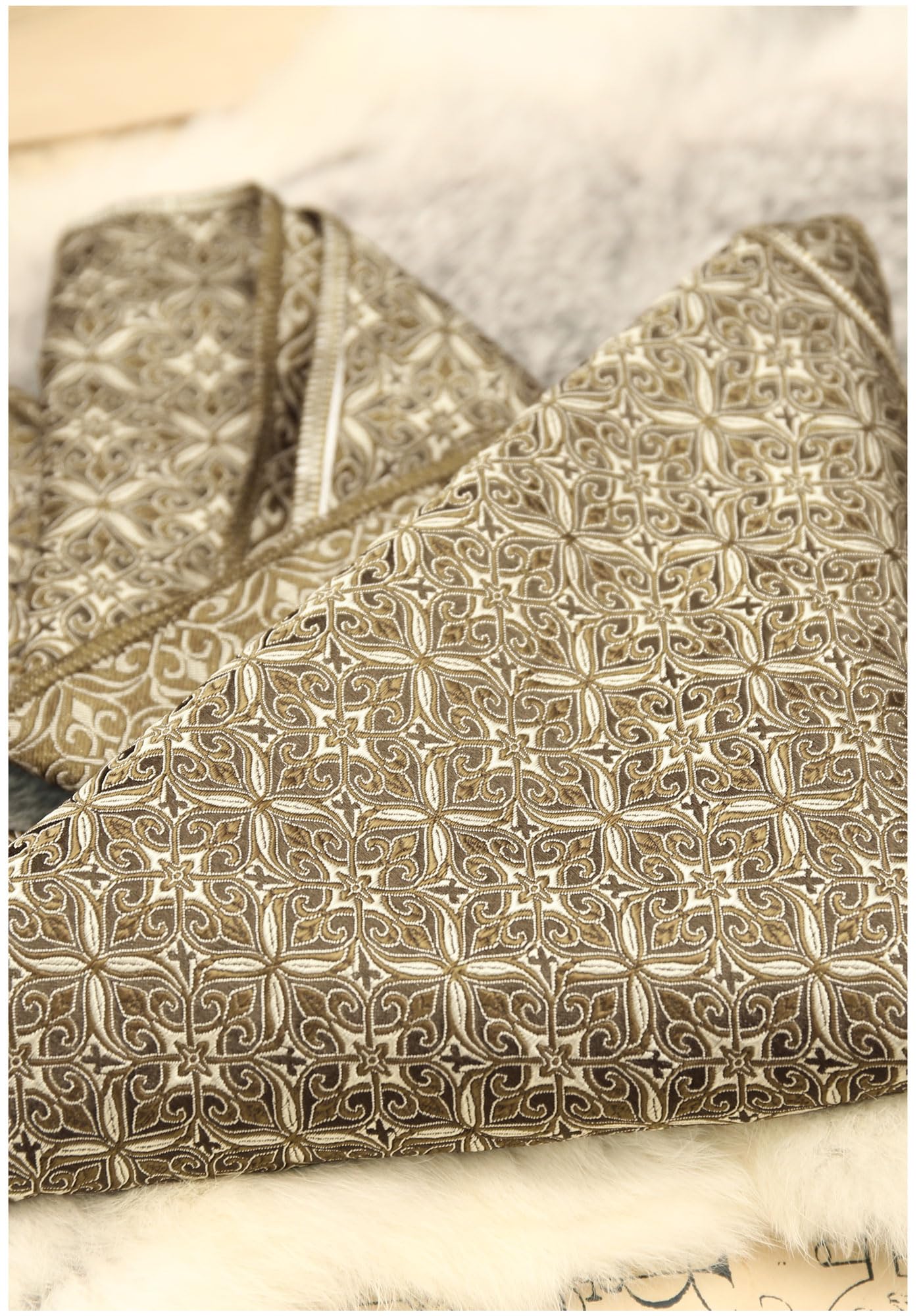 KUOIN Pirate Sash Bandana 2 PCS, Medieval Linen Costume Accessory Waist Belt Headband Head Scarf (Brocade-03)