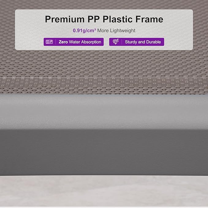 PURPLE LEAF Patio Chaise Lounge Chair Set Outside Aluminum Plastic Stackable Tanning Chairs with Side Table for Pool Sunbathing Beach Deck Outdoor Lounger, Taupe
