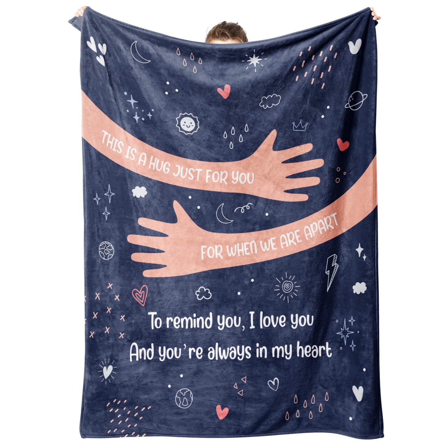 Craftique I Love You Gifts for Him Her - Soft Blanket with Love Hug - Long Distance Relationship Gifts, Anniversary/Birthday Gift for Boyfriend Girlfriend Friend