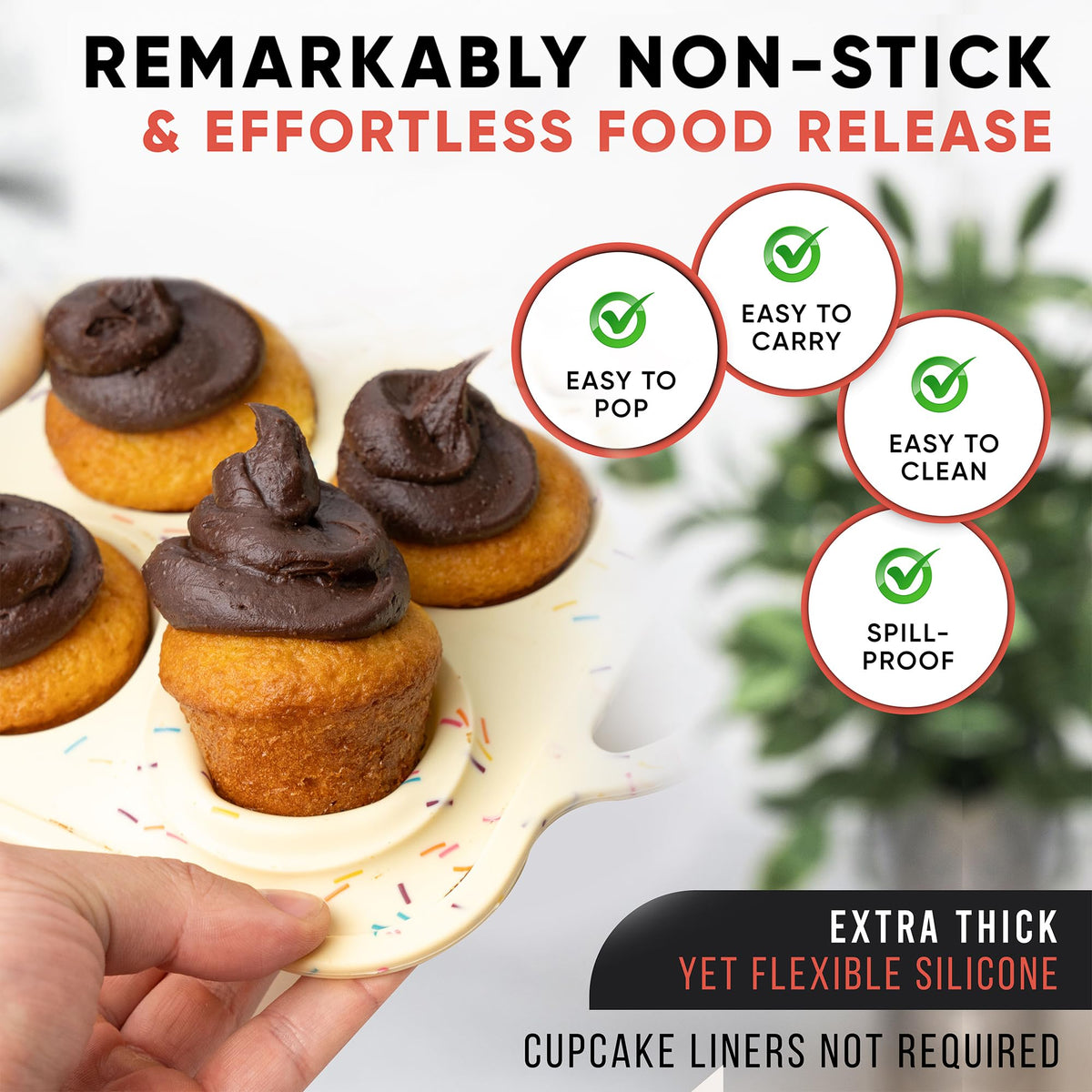 BAKE BOSS 2 Pack Silicone Mini Muffin Pan 12 Count – Non-Stick Silicone Muffin Pans for Baking, BPA-Free Cupcake Pans for Baking, Easy Release, Metal Handles, Oven & Dishwasher Safe