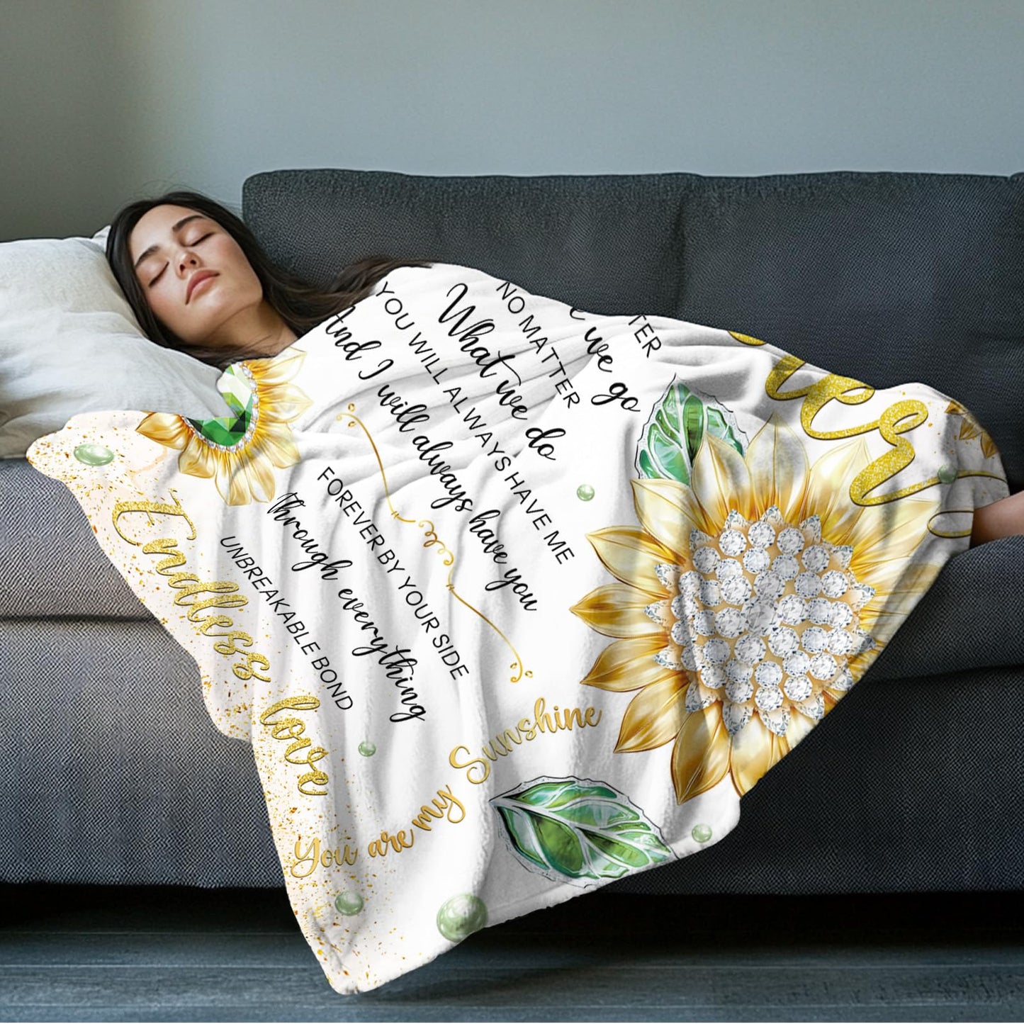 HEIFAM Sunflower Sister Gifts Blanket, Sisters Birthday Gift from Sis, Sunflower Blanket for Women, Graduation Mother's Day Ideas, Birthday Gifts for Sisters, Sis Soft Throw Blanket 50''x60''