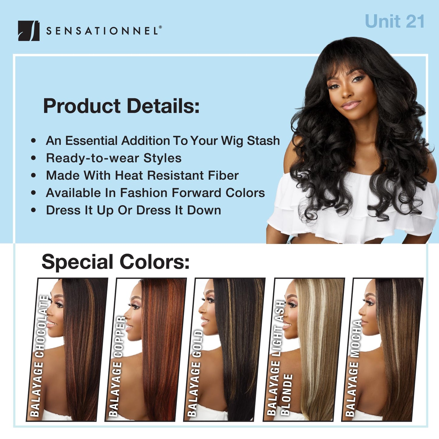 Sensationnel Dashly Wig - Unit 21 Non Lace Cap Ready to Wear Ear to Ear Lacepart Synthetic (1B OFFBLACK)