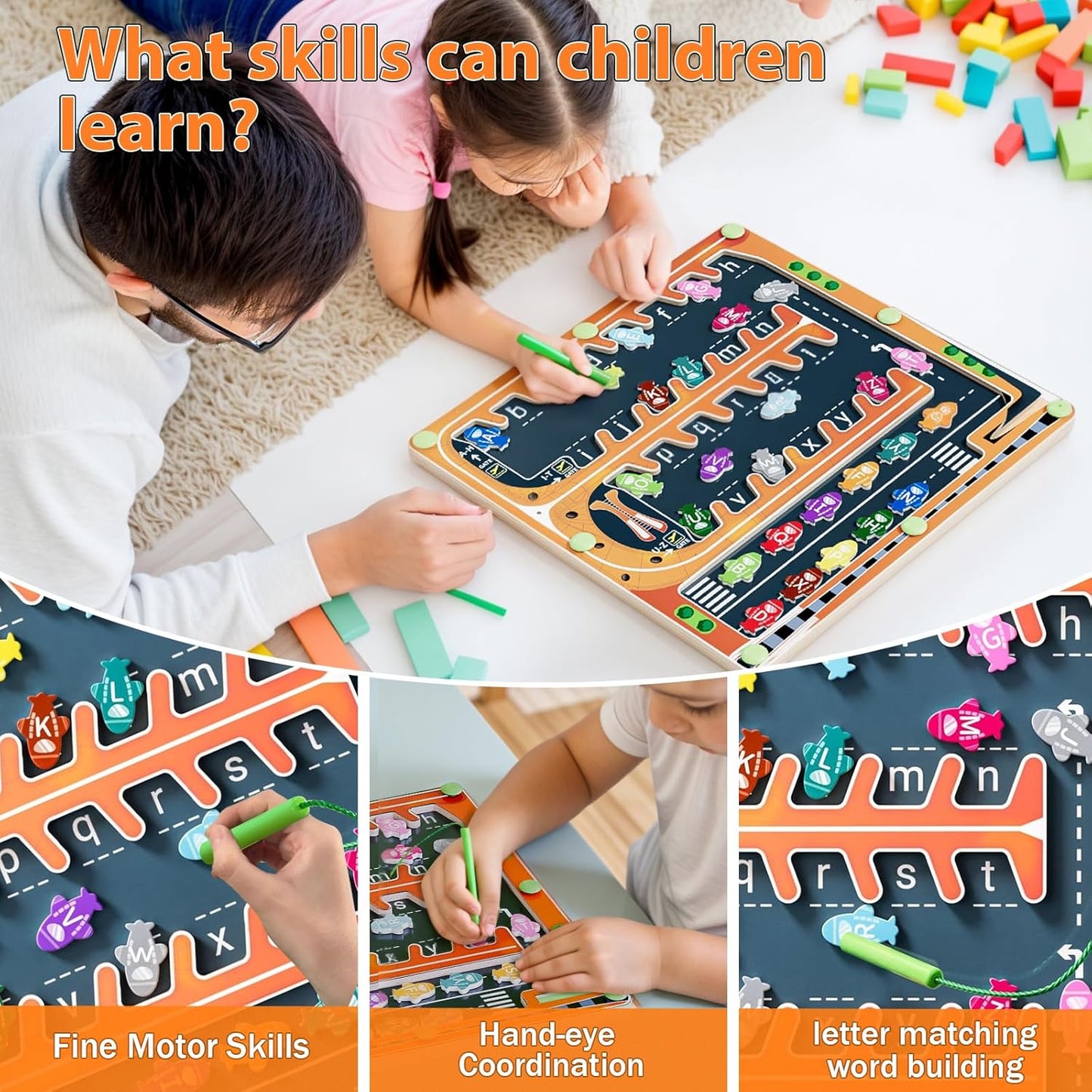 Magnetic Alphabet Maze,Montessori Magnetic Maze Board (Airplane)
