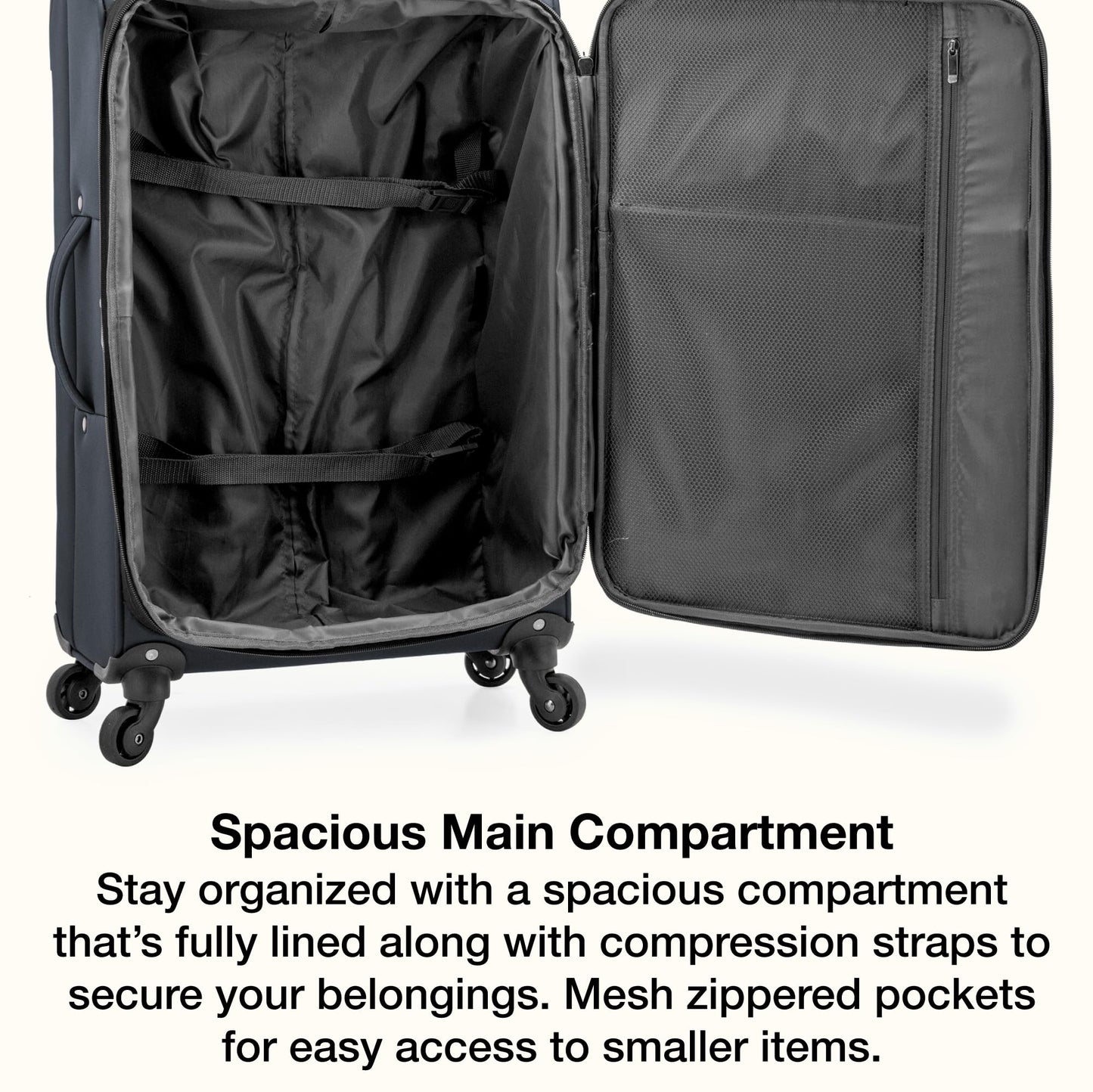 U.S. Traveler Anzio Softside Expandable Spinner Luggage, Dark Grey, Checked-Medium 26-Inch