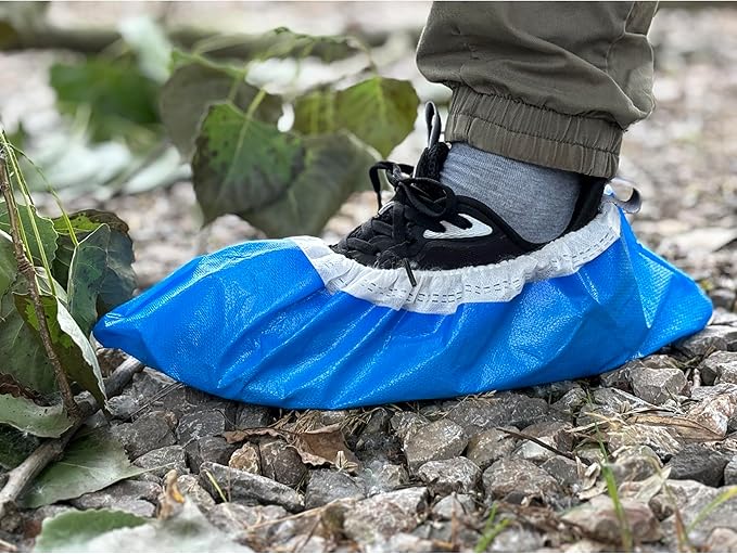 Heavy Duty Shoe Covers Disposable, Thick 0.38 0z, Premium Waterproof Dustproof Non-Slip Shoe Booties, Durable Booties Covers for Indoors & Outdoor,One Size Fits Most,50PCS/25Pairs