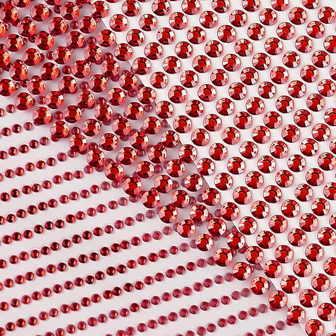 3090PCS Face Gems Eye Christmas Jewels Crystals Stickers 3/4/5/6mm with Red Rhinestones Stickers for Face, Stick on Body Jewels Makeup Glue for Face Eye Hair Nails Make up and Craft Decor