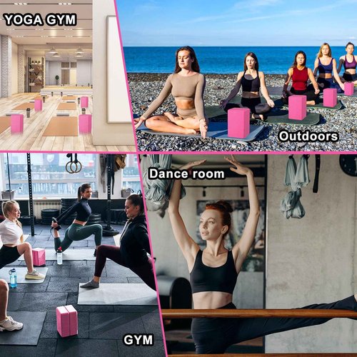 20 Pcs Yoga Blocks 9''x6''x3'' High Density EVA Foam Bricks Yoga Foam Exercise Blocks Improve Strength Balance and Flexibility, Light Weight and Non-Slip Surface for Pilates Meditation (Rose Red)