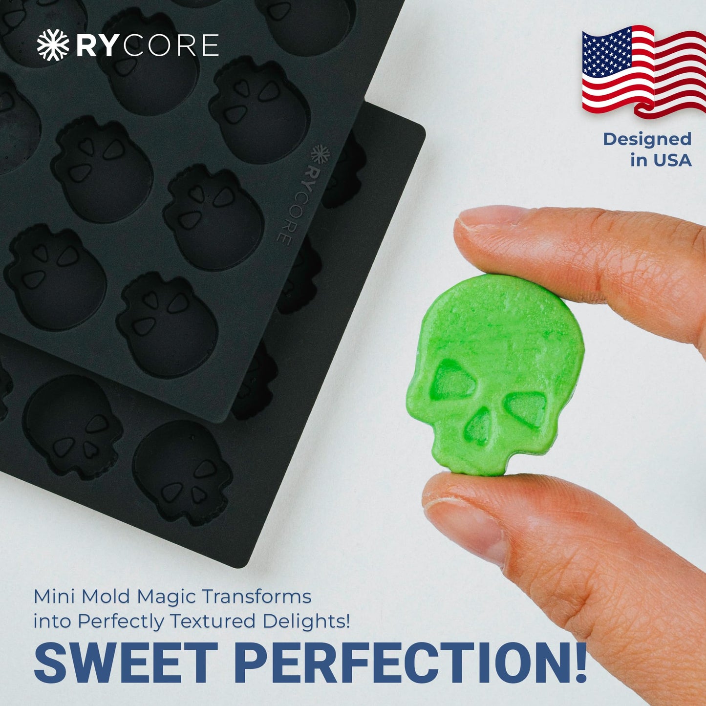 Halloween Silicone Skull Mold for Baking, Chocolates & Desserts | Distinctive Skull Design Mini Mold - Craft Candies, Jellies & Themed Treats - Premium Quality Skull Molds for Chocolate