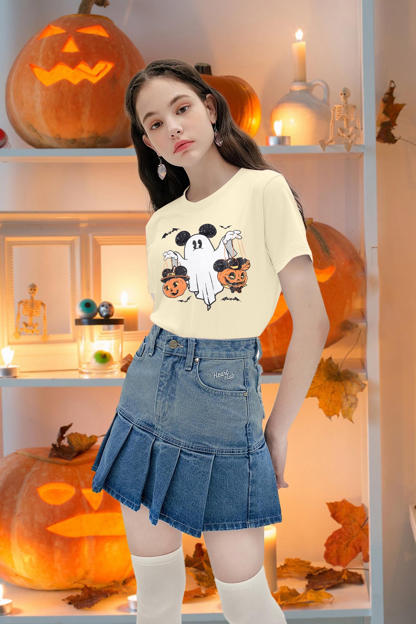 Halloween Shirts Pumpkin Shirt Women: Cute Ghost Shirt Casual Fall Halloween Spooky Season Graphic Short Sleeve Tee Tops