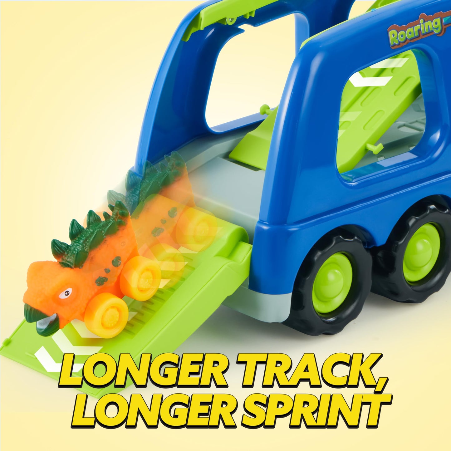 JOYIN Dinosaur Truck Toys for Kids, Kids Toys Boys Age 3 4 5, Dinosaur Car Carrier Truck Toy with 6 Figures Rubber Car Vehicles, Toddler Birthday Gifts with Music & Lights