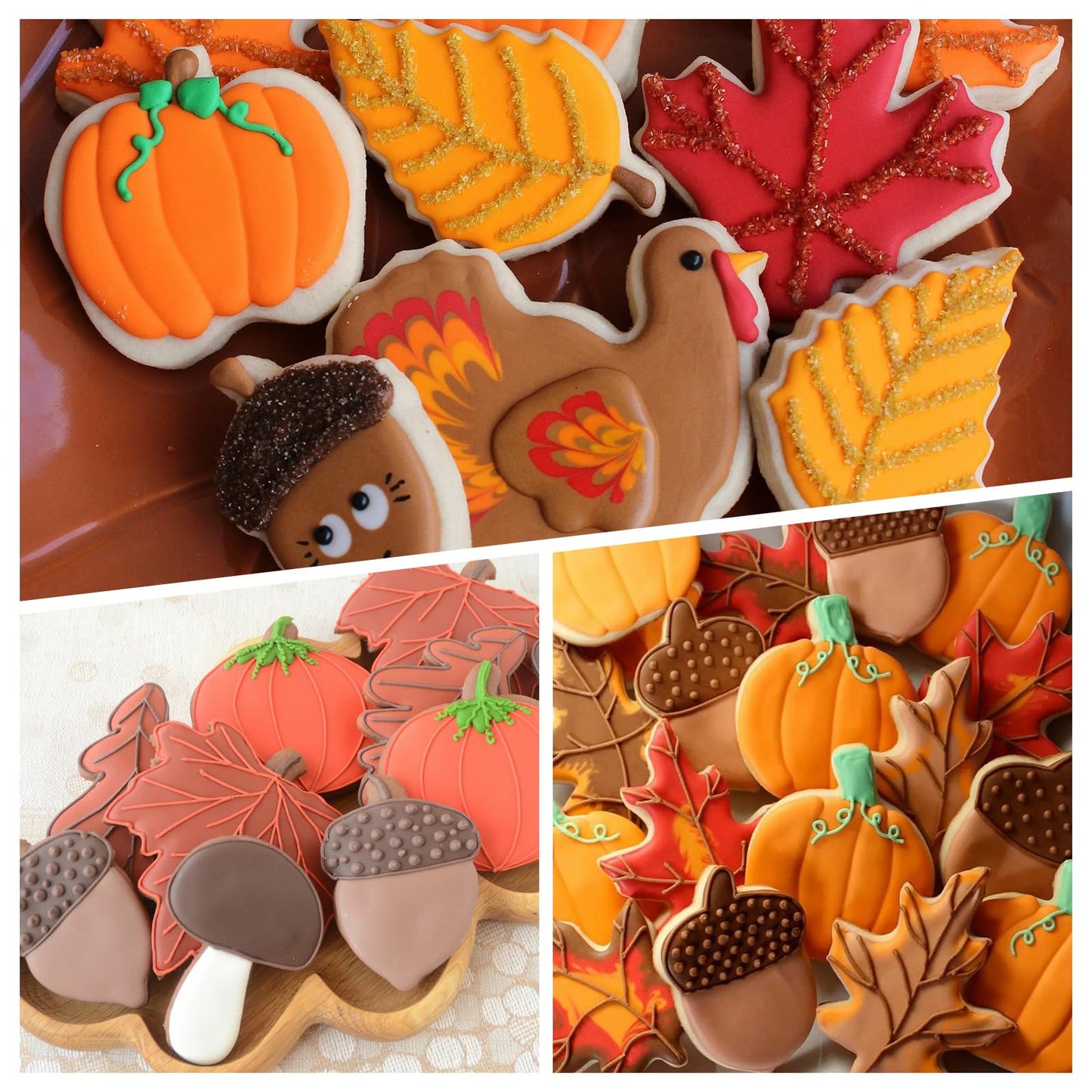 Palksky Fall Silicone Molds, Pumpkin Halloween Thanksgiving Candy Mold Silicone, Fall Maple Leaf Acornshape Chocolate Molds, Fall Baking Supplies