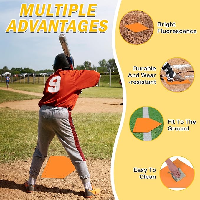 NVAAV Baseball & Softball 5 Piece Base Set, Rubber Field Bases for Kids & Adults, with 5 Piece Training Balls and Storage Bag, Throw Down Base for Backyard Teeball, School Kickball Practice