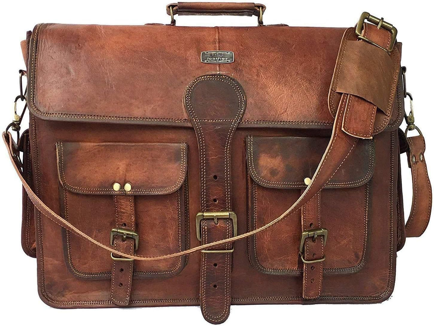 Cuero DHK 16 Inch Vintage Handmade Leather Messenger Bag Laptop Briefcase Computer Satchel Bag for Men & Women (16 Inch Medium)