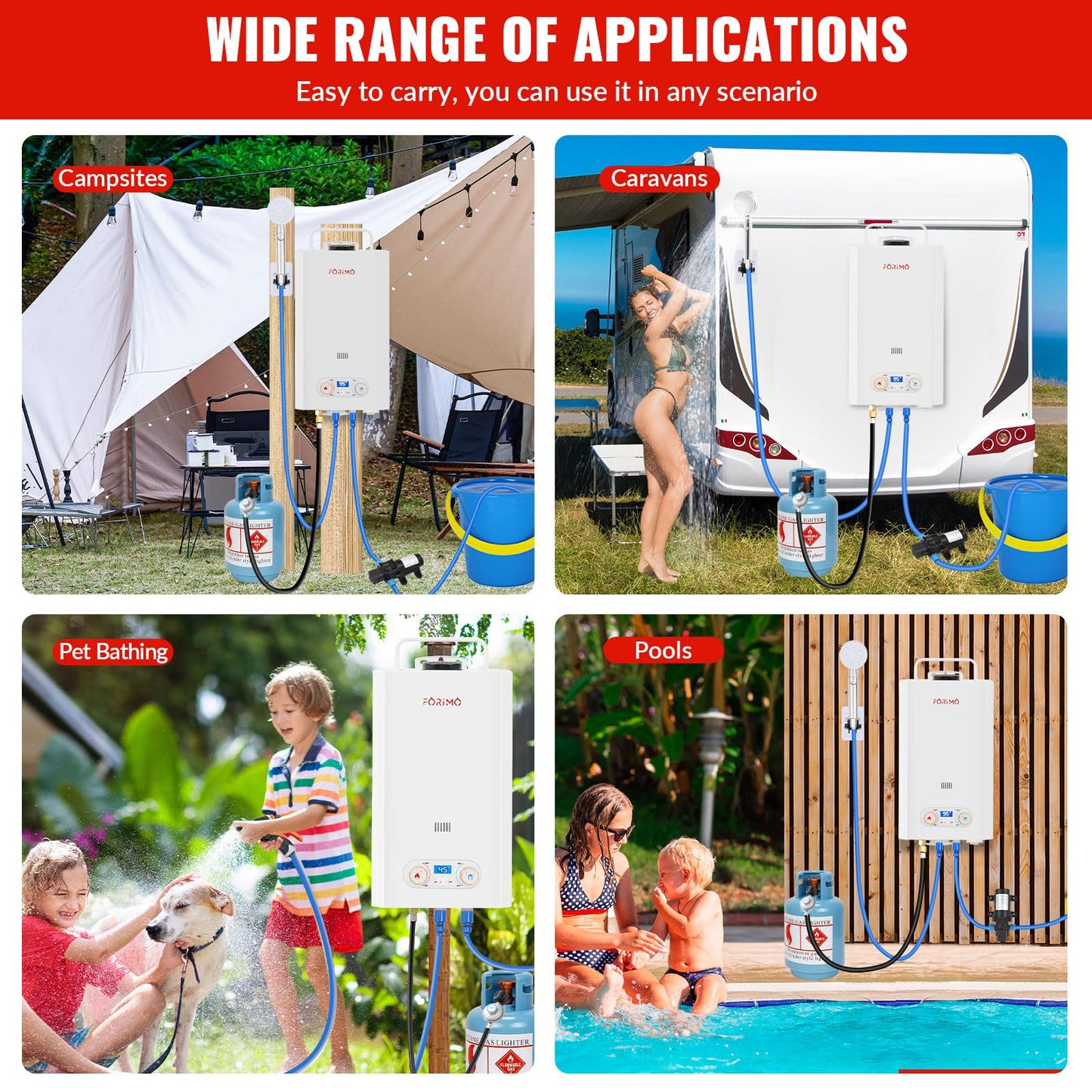 Tankless Water Heater Propane,2.64GPM 10L Outdoor Portable water heater,with 2 GPM Water Pump, with Digital Display Multi-Protection for Camping Trips Boat Cabins