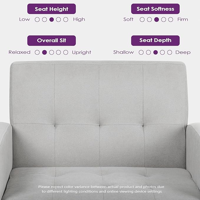 TYBOATLE Accent Chair Living Room Chairs Cozy Tufted Mid Century Modern Accent Chairs with Arms for Bedroom Comfy Reading Arm Chair Small Chairs for Small Spaces Living Room Office (1, Light Grey)