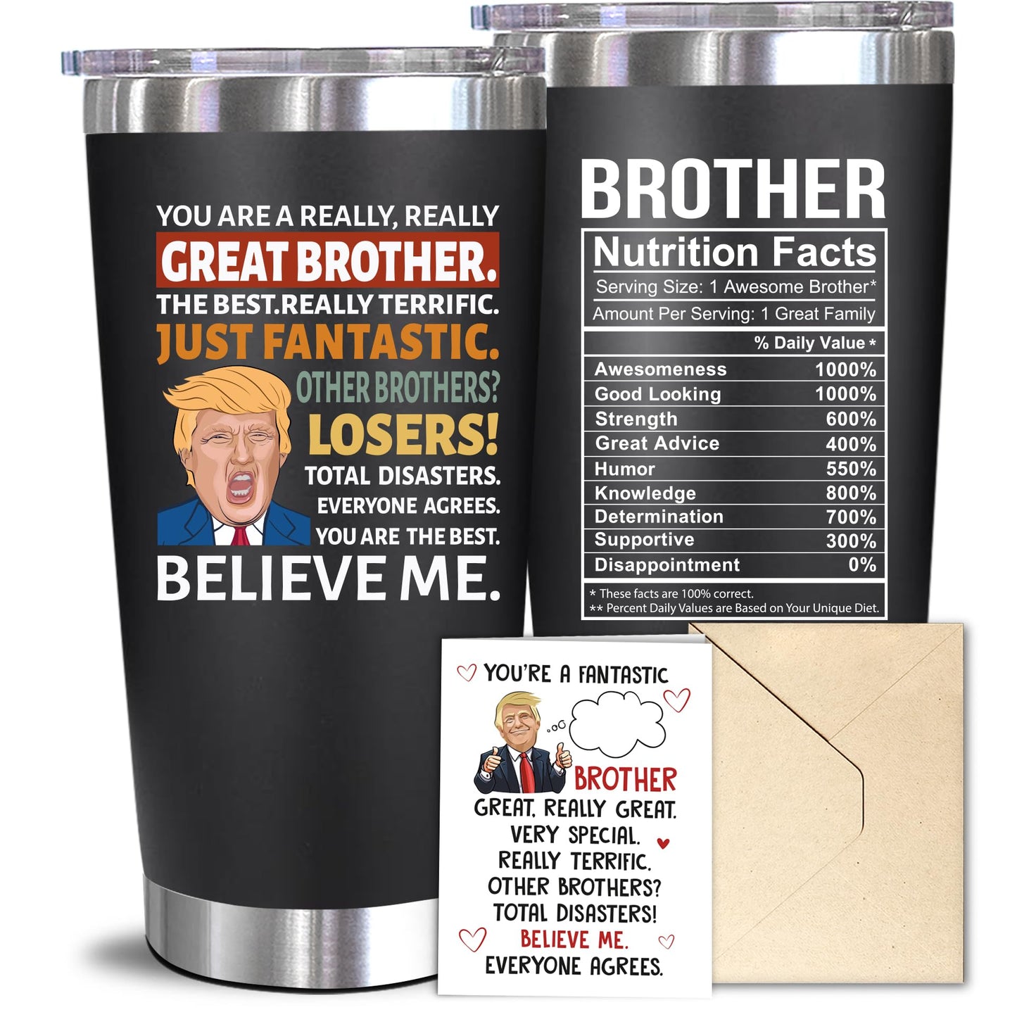 NewEleven Gifts For Brother - Brother Birthday Gifts For Big, Little Brothers, Siblings, Bro In Law - Funny Brothers Gift From Sister, Bro - 20 Oz Tumbler