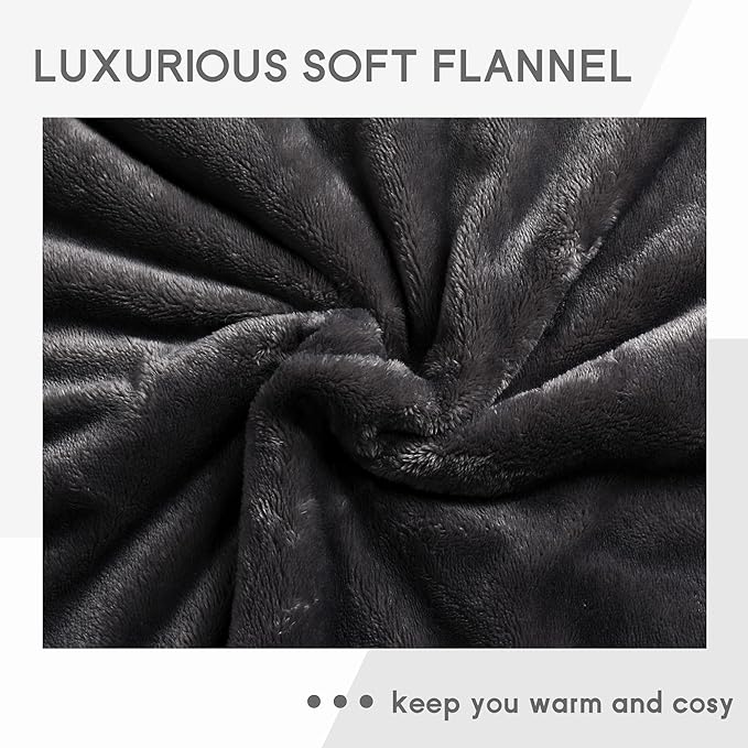 Heated Blanket Electric Throw Size 50''x60'' with 9 Heating Levels, 3 Hour Auto Shut Off, Machine Washable, Flannel & Sherpa Double-Sided Soft Warming Blanket for Couch, Bed, Office - Dark Grey