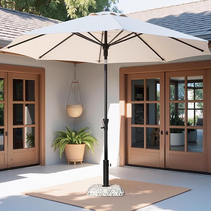 VredHom Patio Umbrella Base, 45lbs, Square Cobblestone Concrete Stand, Heavy Duty Market Umbrella Stand for Outdoor, Lawn, Deck, Poolside