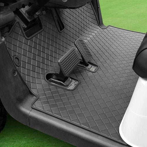 Cartalia Golf Cart Floor Liner Mat 8mm Thick Rubber Full Coverage Only Fits EZGO RXV (2008-2022) & 2Five (2009+) Cart Non-Slip Deluxe Diamond Patten Protection Front Feet Mats Replacement - Black Trim