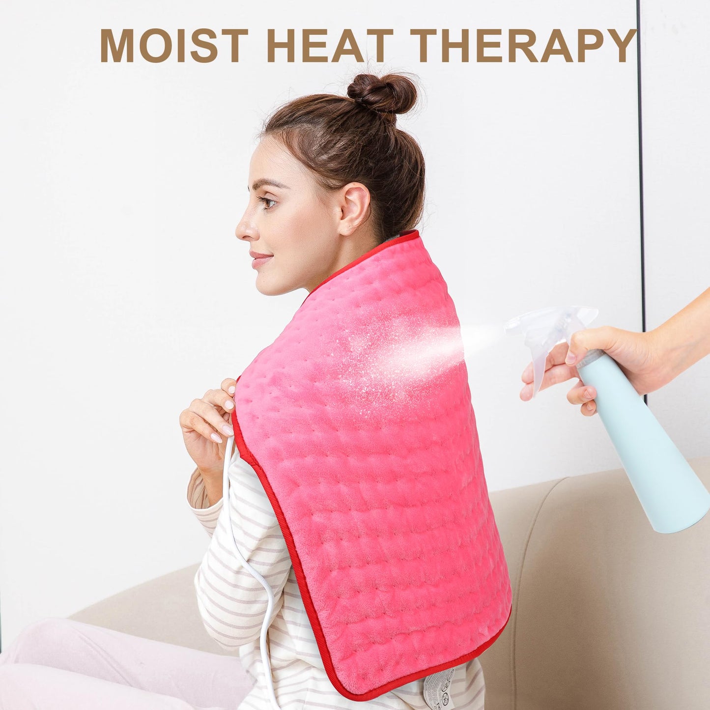 Deepsoon Heating Pad,Electric Heating Pads for Back,Neck,Abdomen,Moist Heating Pad for Shoulder,Knee,Arms,Legs,Dry/Moist Heat & Auto Shut Off,Christmas Gifts for Men and Women,Fuchsia,24x20 Inch