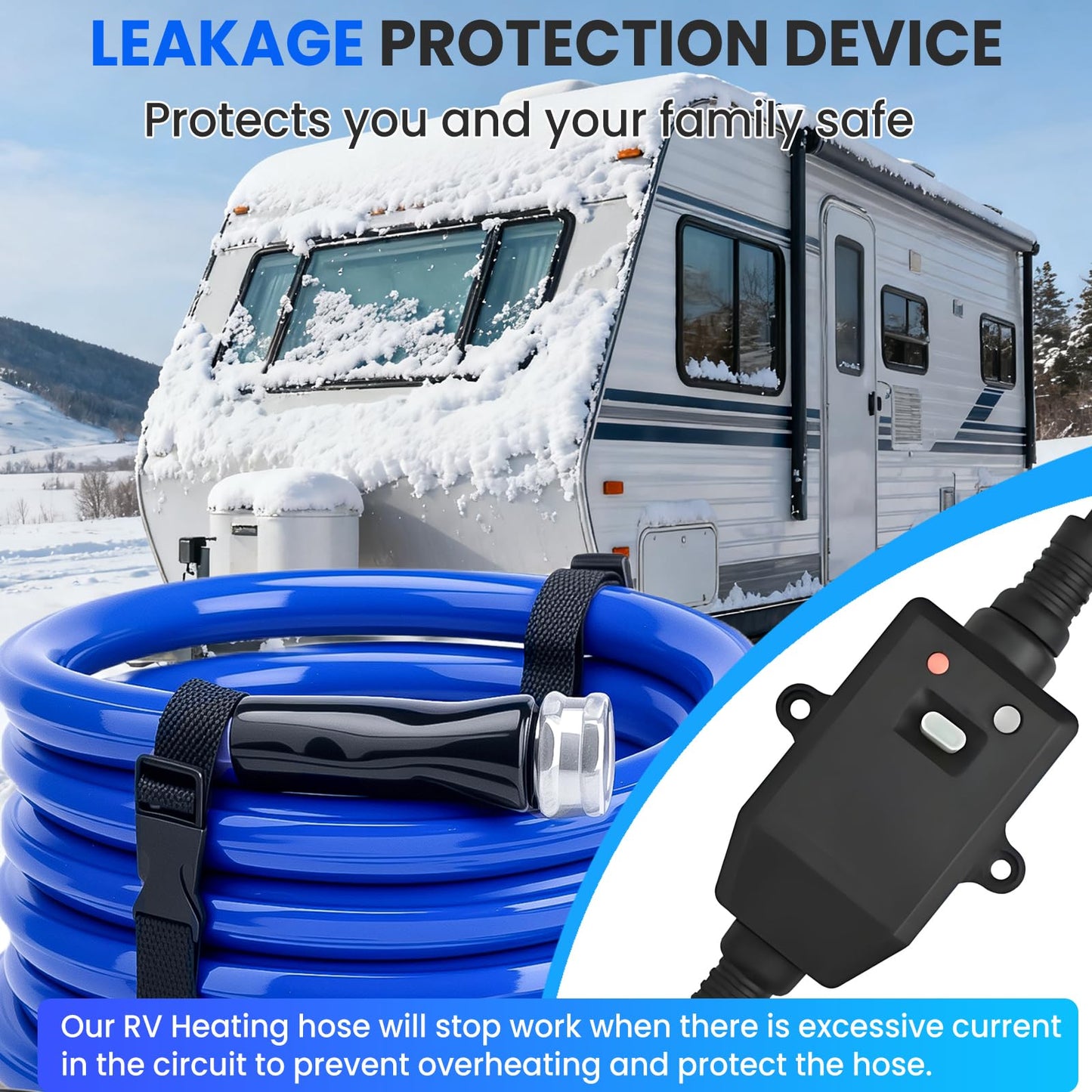 RVSNAIL 90FT Heated Water Hose, Freeze Protection to -45°F, Smart Thermostat Control, Lead/BPA-Free Drinking Water Safe Hose for RV, Camping & Home Use