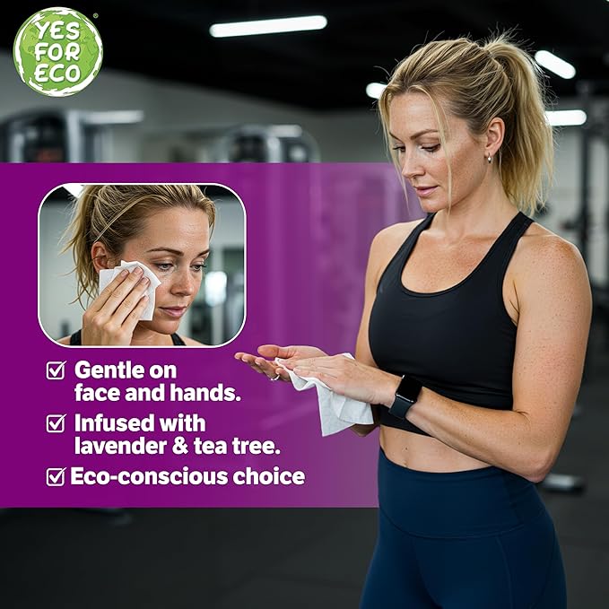Plant-Based Eco-Conscious Fitness Wipes – 700 Count Refill + Reusable Dispenser Bucket | Infused with Lavender & Tea Tree Oil | All-Purpose Cleaning Wipes for Yoga, Pilates, and Gym Equipment