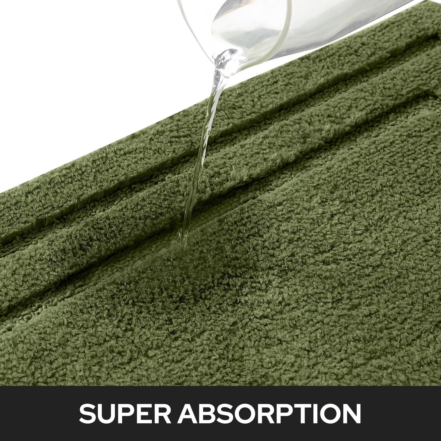 HOMEIDEAS Bathroom Rugs Sets 2 Piece, Super Soft and Absorbent Non Slip Microfiber Machine Washable Bath Mat Set (20" x 32" + 16" x 24", Sage Green)
