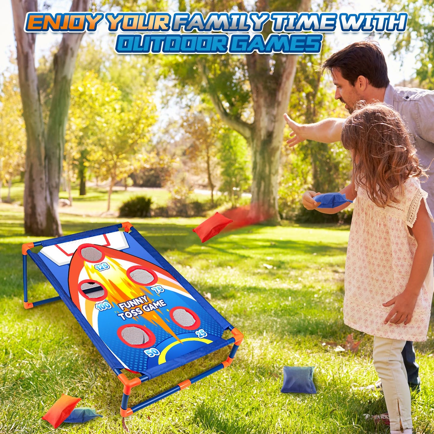 Bean Bag Toss Game for Kids,Ideal Gift for Toys 3-8 Years Old.Outside Toys for 3 4 5 6 7 8+Years Old Boys and Girls,Outdoor Game for Kids,Family Party Game Birthday Christmas Outdoor Activities