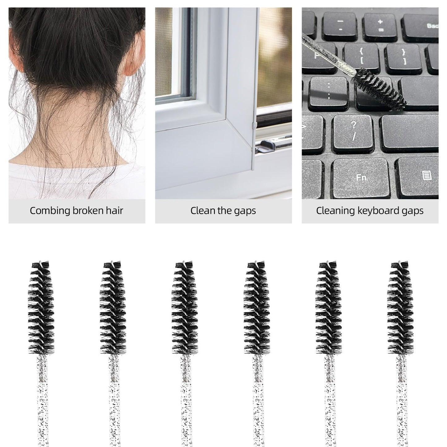 Tbestmax 800 Disposable Mascara Wands, Spoolies Brush for Eyelash Extensions, Crystal Black Spooly Eyelash Eyebrow Brushes Lash